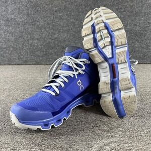 On Cloud Cloudrock Shoes Mens 9 Blue Waterproof Hiking High Top Boots Sneakers